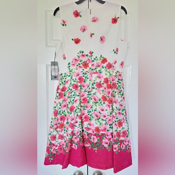 Karl Lagerfeld Dress Sz 6 Sleeveless Pink White Posey Floral Back Zip Lined - Picture 15 of 15
